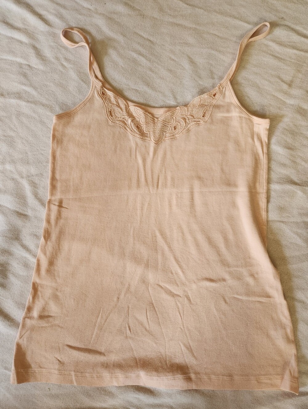 GAP Pima Cotton Blush Pink Lace Cami Tank Top Size M